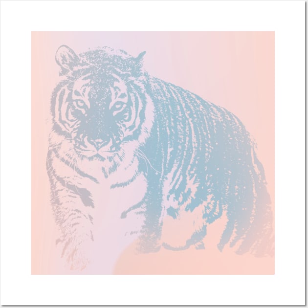 Powder Pink and Blue Tiger Wall Art by Family Heritage Gifts